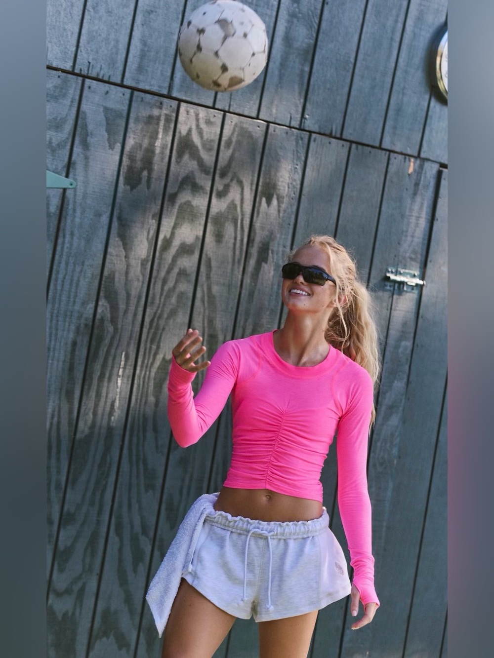 Free People Tempo Ruched  Active  UV Hot Pink Long-Sleeve. Brand New with Tags!
